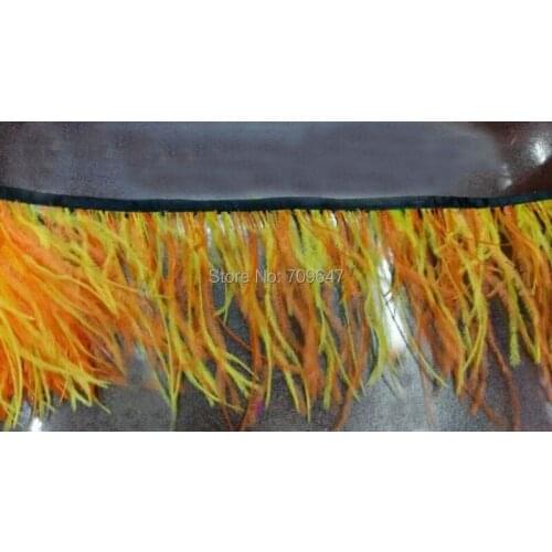 10meters/lot!5-6inches 12-15cm wide Orange+Yellow colour ostrich feather trimming,ostrich fringe,1ply,ostrich feather lace