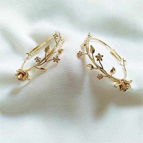 10 pair/lot fashion jewelry gold metal big rose flower earrings for women