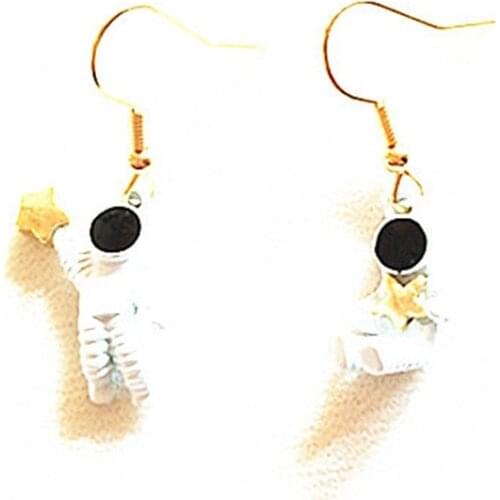 12 pair / lot fashion jewelry accessories new design metal star astronauts spaceman earrings women