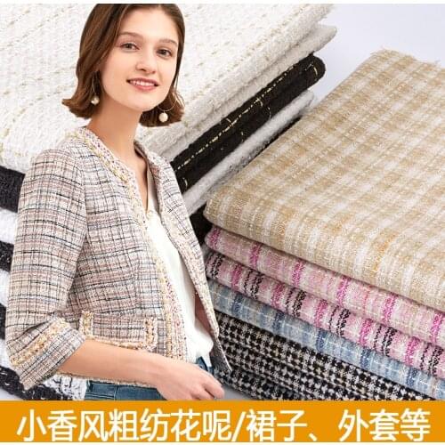 150cmx50cm Small Fragrant Wind Woolen Cloth Fabric Coarse Spinning Woolen Tweed DIY Overcoat Coat Skirt Pants Clothing Fabric