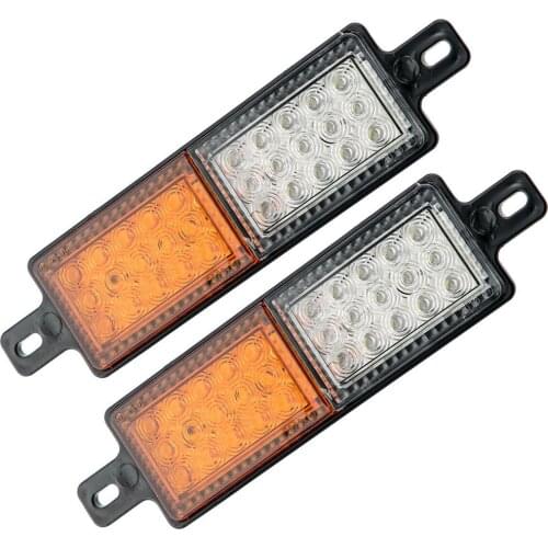 2Pcs Universal Bumper Fender Side LED Indicator Light Bar Bullbar Marker Signal Position Lamp 12V for Car Truck Trailer Lorry