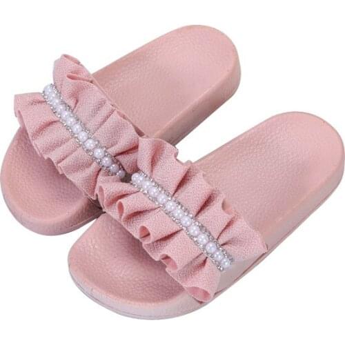 2020 children girls slippers fashion sandals kids baby shoes pearl non-slip indoor footwear outdoor soft slippers beach shoes