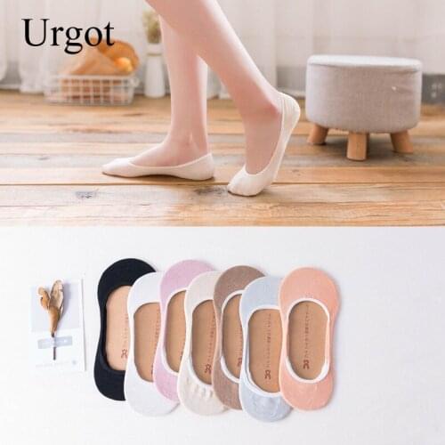 Urgot 5 Pairs Spring Summer New Thin Womens Socks Candy Color Silicone Invisible Socks Seamless Boat Socks Women Meias Hosiery
