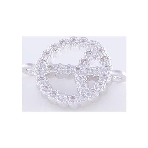 5pcs Bijoux Zircon Peace Sign Charms Connectors For Bracelets Necklaces Diy Copper Micro Pave Czech Charms Wholesale