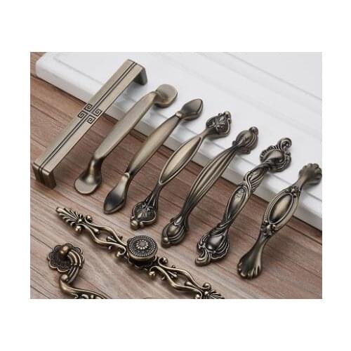 96/128mm Antique Door Handles and Knobs Metal Drawer Pulls Vintage Kitchen Cabinet Handles and Knobs Furniture Handles Hardware