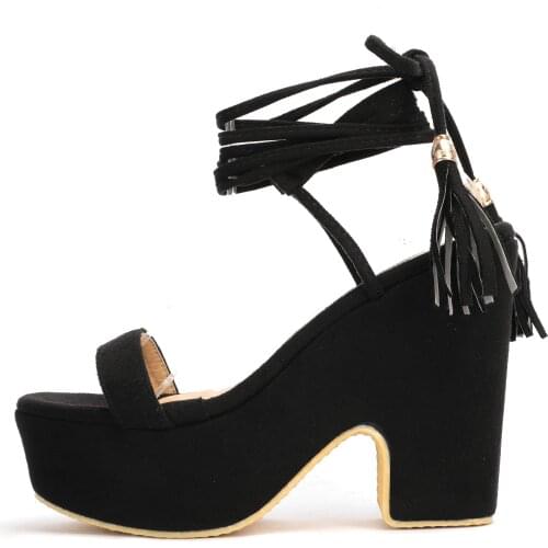 Summer Sandals New 2021 Sexy Chunky High Heel Black Green Peep toe Platform Ankle strap Comfortable Sandals Women Shoes Size 44