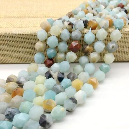 New Arrival Colorful Mixed Amazonite Stone Beads Faceted Cut Cube Bicone Spacer 6 8 10 mm DIY Jewelry Making Supplies