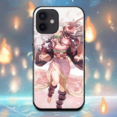 Demon Slayer Kamado Nezuko Phone Case For Iphone 11 11Pro 12Mini X XR XS Max 12Pro 6 6s 7 8 Plus Tempered glass shell Cover