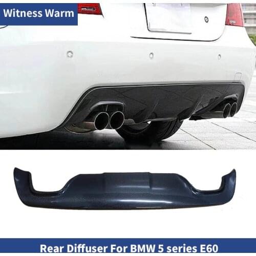 Rear Lip Bumper Spoiler Diffuser For BMW 5 Series E60 M-tech sport bumper CF Kit Real Carbon Fiber splitter four out Exhaust Tip
