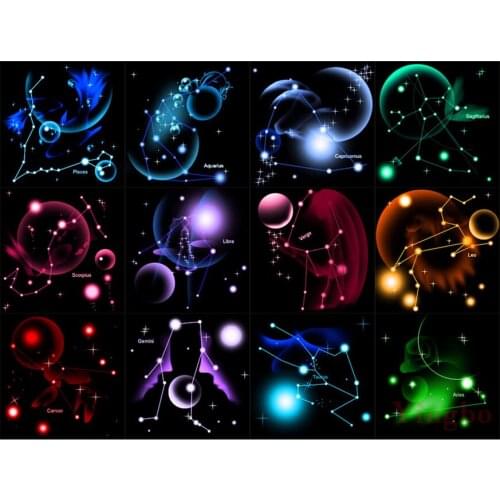 DIY 5D diamond embroidery 12 Zodiacal Constellations 3D diamond painting Starry Sky Diamond mosaic Full square cross stitch kits