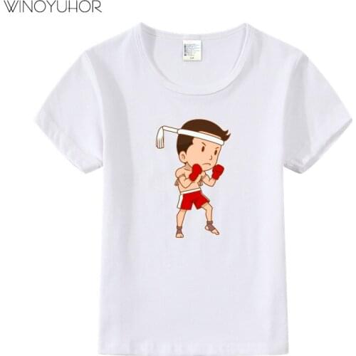 Thai Boxing Boxer Print Tshirt Kids Boy Summer Casual Short Sleeve T-shirt Cotton Baby Girl T Shirt Hip Hop Streetwear Tops Tee