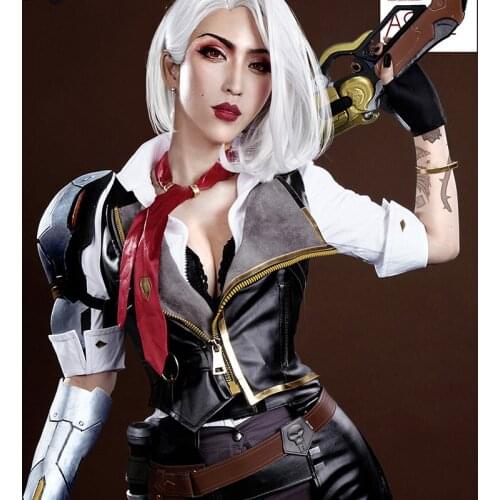 Hot Game OW Ashe Gothic Deadlock Rebels Military Uniform Cosplay Costume Women Halloween Carnival Outfit