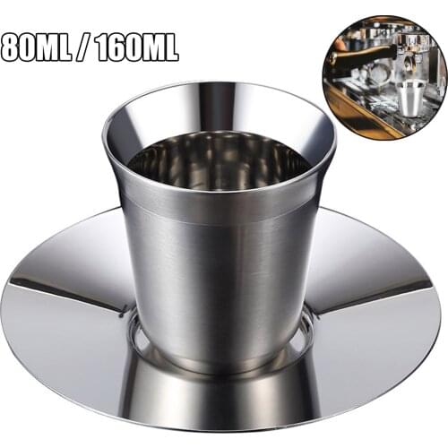 80ml/160ml Isolation Mug Double Wall Stainless Steel Children Cup Cafe Family Elegant Heat Resistance with Base