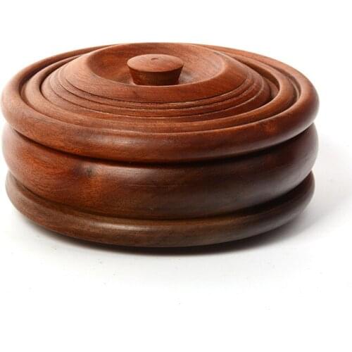 Myanmar flower pear fruit round box wooden melon seed plate mahogany dry fruit collection solid wood storage box can tableware