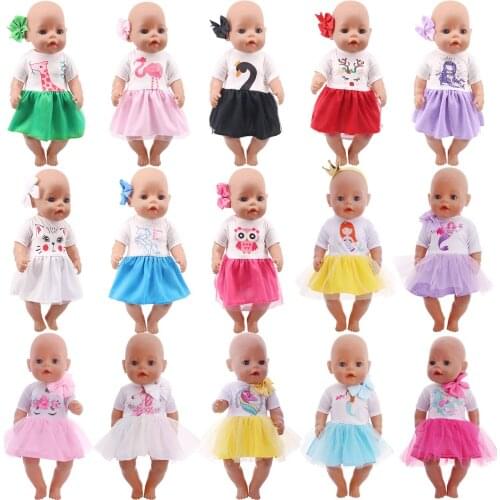 Doll Clothes Unicorn Skirts,Dress+Cute Bow Hairpin Fit 18 Inch American & 43Cm Baby New Born 1/3 Blyth Our Generation Girls Toys