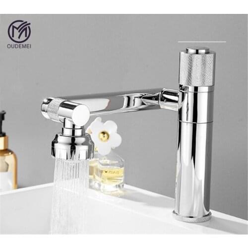 Brass Chrome Deck Mounted Single Handle Hot and Cold Basin Faucts Rotary Switch Bathroom Thermostatic Faucet
