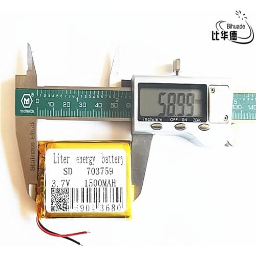 Liter energy battery Good Qulity 3.7V,1500mAH 703759 Polymer lithium ion / Li-ion battery for tablet pc BANK,GPS,mp3,mp4