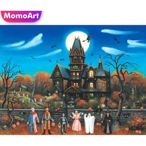 MomoArt Diamond Painting House New Arrival Diamond Mosaic Castle Full Square Embroidery Pumpkin Cross Stitch Set Halloween Gift