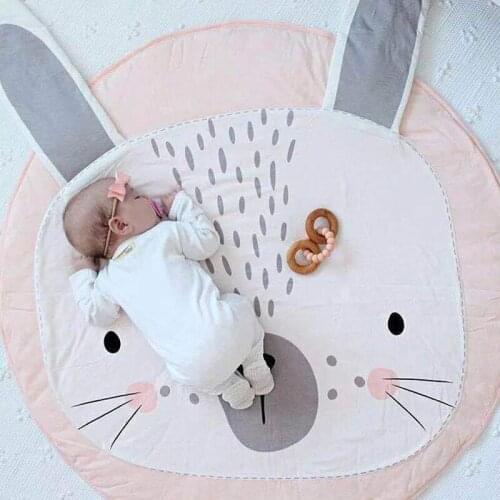 Cartoon Animals Bear Fox Panda round rug pure cotton crawling mat for children childrens room decorations Carpet Soft Play Mat