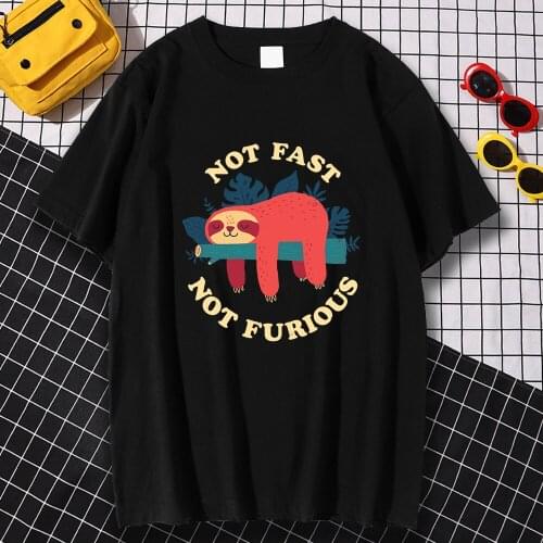 Not Fast Not Furious Print Man Tshirts Retro Regular Sleeve T-Shirts Mens Funny Pattren Streetwear Casual Crewneck Tee Shirts