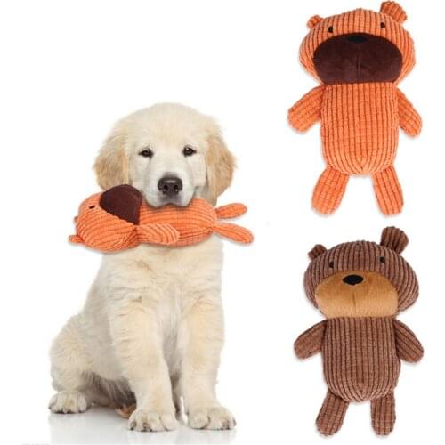 Stuffed Plush Doll Dog Cute Animal Shape Squeaky Toys Puppy Playing Interactive Cartoon Chew Teeth Clean Bite Resistant Pet Toy