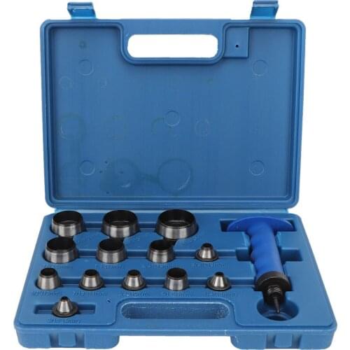 14Pcs Hollow Punch Set DIY Leather Craft Belt Punching Tool for Stamping Interchangeable Head Set 5mm-35mm with Plastic Box