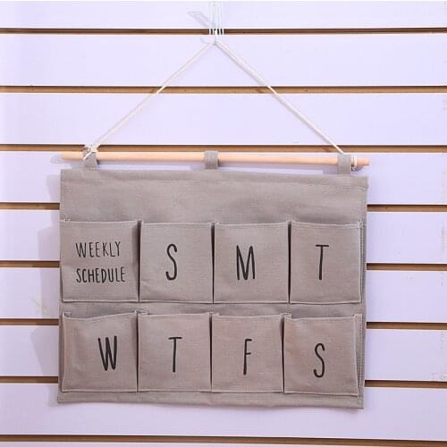 Wall-mounted Storage Hanging Bag Cotton and Linen Letter Door Hanging Bag Waterproof Sundries Storage Hanging Bag