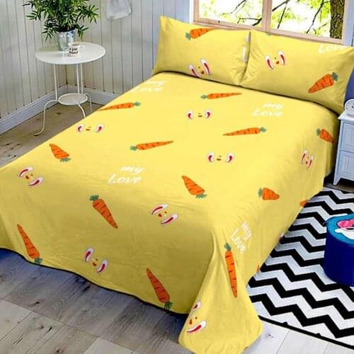 2020 New Cotton Sheet Colorful Soft Bedding Set Bed Sheet 1Pcs And Pillowcase 2 Pcs For Summer
