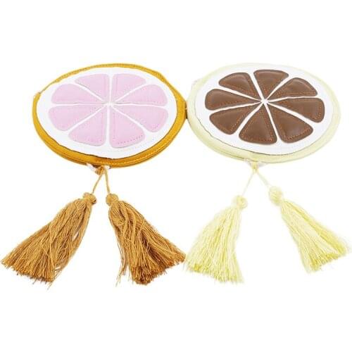 2021 New Circular Shape Coin Purse Cute Fashion Lemon Pattern Chirldren Shoulder Mini Bag 2 Colors