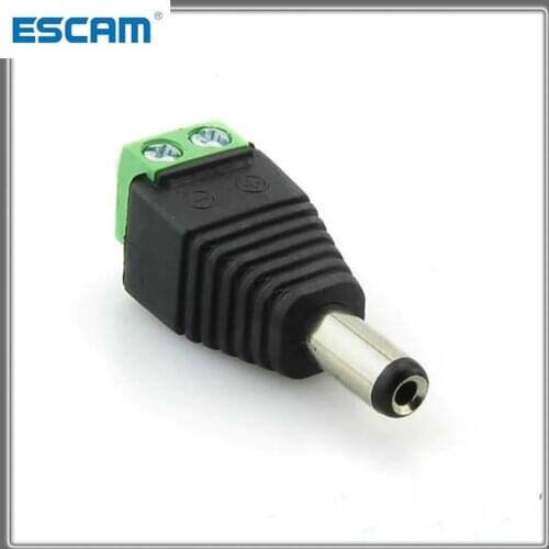 New DC 12V Power Plug Adapter Male 2.1 x 5.5mm Connector for CCTV Single Color LED Strip Light DC Jack Plug by ESCAM DC03