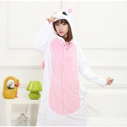 Winter Flannel Family Mother Father Kids Female Unicorn Animal pajamas Girl Boy pajamas Woman Hooded Home Clothing Kigurimi