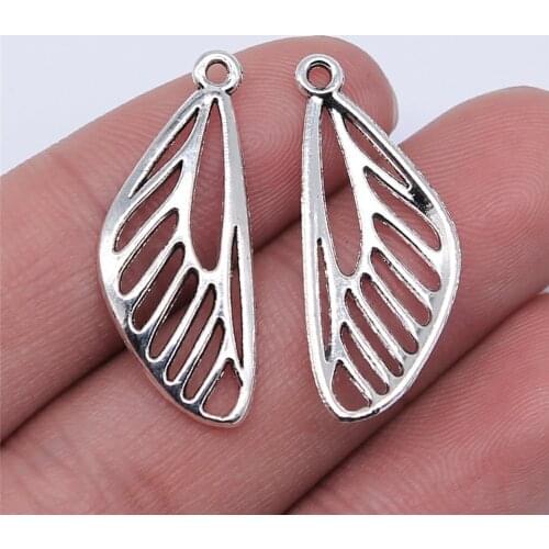 20PCS/lot 12*29mm Metal Charms Hollow Butterfly Wings Pendants Antique Silver Color Making DIY Handmade Tibetan Jewelry DIY