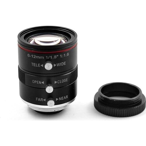 Industrial zoom lens 6-12mm 1/1.8 inch HD 3 million C-mount precision instrument testing machine vision