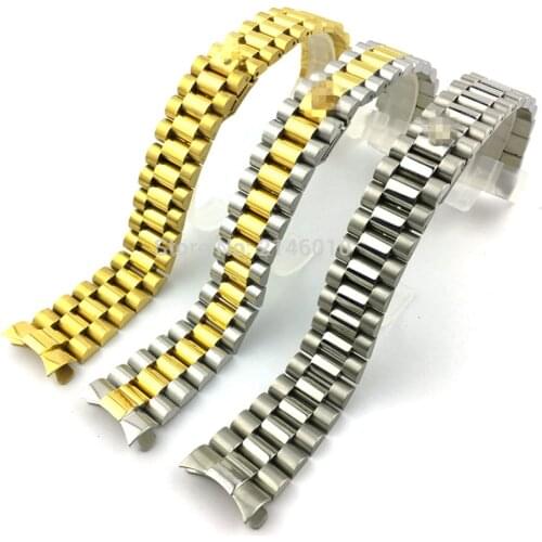 20mm 13mm Watch Band Stainless Steel Curved End President Style Bracelet Watchbands Fits For Rolex water ghost outdoor Strap