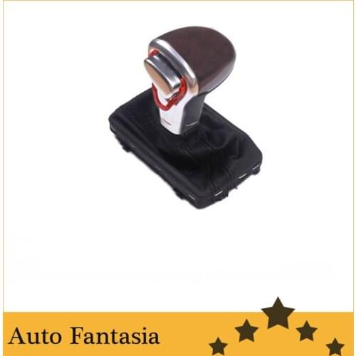 Walnut wood gear shifter knob & black gaitor for Audi a4 b8