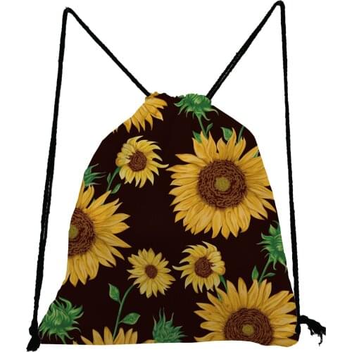 Sunflowers Drawstring Backpack Black Sports Gym Bag For Women Men For Yoga Swimming Travel Beach Storage Bag Child School Bag