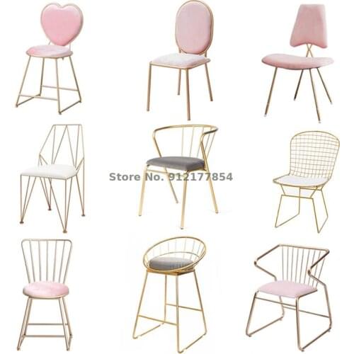Net red chair Nordic backrest hollow casual European style iron modern minimalist ins girl dining chair makeup stool