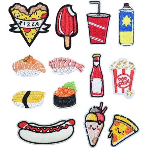 Cute Cartoon Salmon Sushi Drink Ironing Embroidery Cloth Stickers DIY Clothing Accessories Patch Stickers