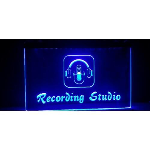 Recording Studio Microphone 3 size bar pub club 3d signs led neon light sign home decor crafts