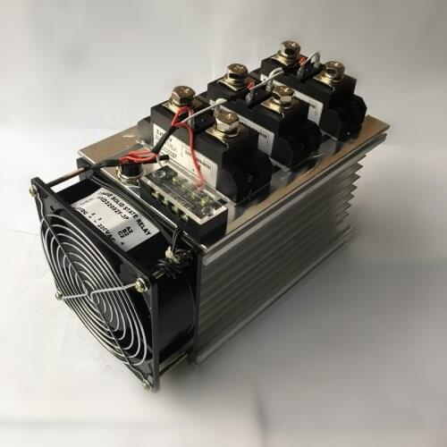 High quality 3PCS 200A Industrial SSR solid state relays DC-AC with heat sink and fan 9-32vdc control 480vac high quality