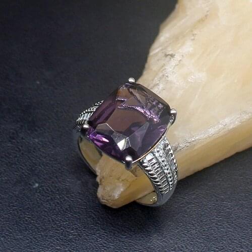 Gemstonefactory Jewelry Big Promotion Single Unique 925 Silver Purple Amethyst Perfect Women Men Gifts Band Rings 7# 20213010