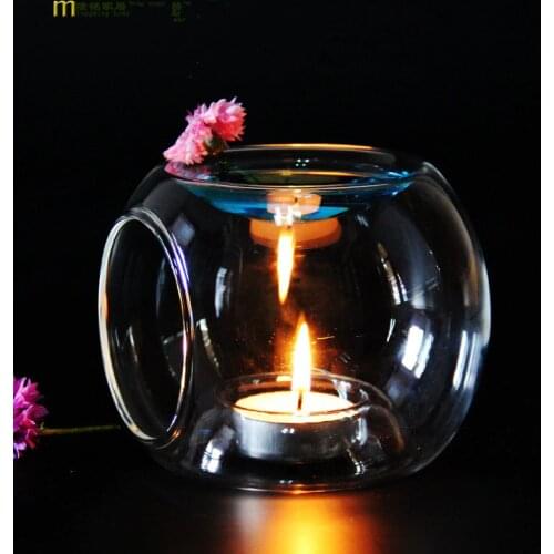 1PC New Glass Oil Incense Burner Candle Aromatherapy Oil Lamp Home Decorations Aroma Furnace Candle Holder LD 151