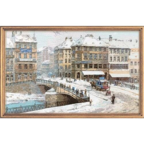 14/16/18/27/28 High Quality Lovely Counted Cross Stitch Kit Snowfall Snow City in Winter Bridge Coach Carriage riolis RIOLIS-908