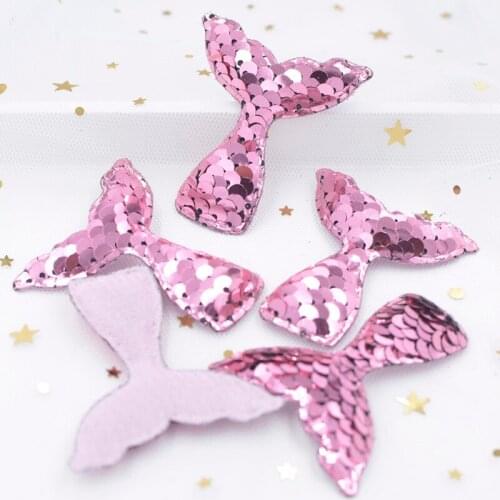16Pcs Padded Mermaid Tail Gleamy Artificial Appliques with Sequins Embroider Sew Iron on Patches, Kindergarten Decor F35