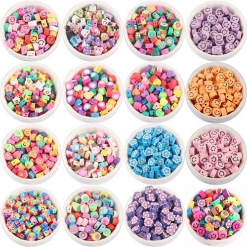 20pcs 10mm Colorful Fruit/flower Spacer Clay Beads Round Beads For Jewelry Making Handmade Diy Bracelet Necklace Ring Accesories