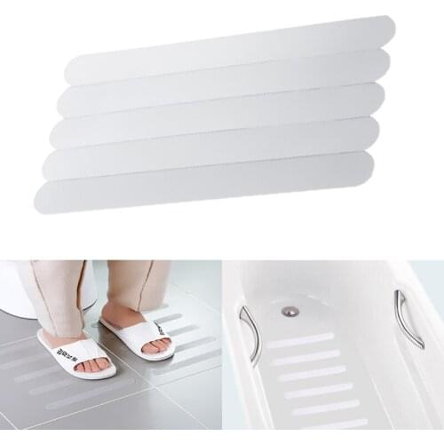 5pcs Anti-Slip Strips Shower Stickers Bathroom Safety Strips Transparent Bath Strips Mat For Bathtubs Showers Stairs Floor