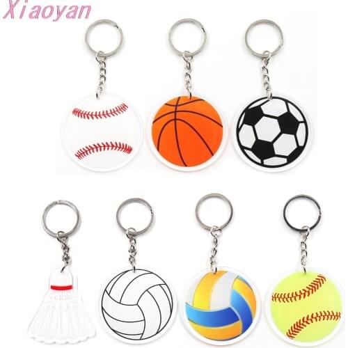 1piece) Acrylic Keychain Clear Acrylic Double Faces UV Printing Baseball Volleyball Soccer Sport Keychain