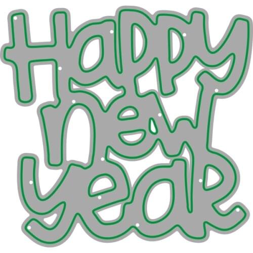 AliliArts Metal Cutting Dies Happy new year diy Scrapbooking Photo Album Decorative Embossing PaperCard Crafts Die