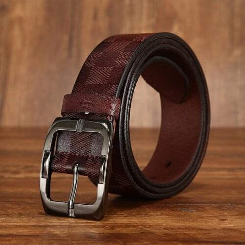 Aoluolan cow genuine leather luxury strap male belts for men new fashion vintage pin buckle belt cinturones hombre