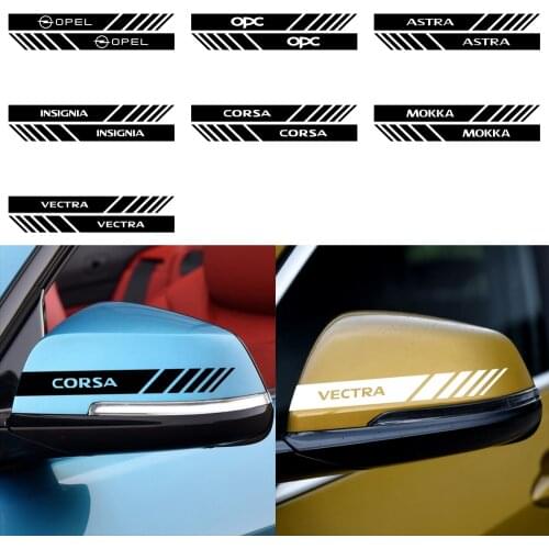 Car Styling 2PCS Rearview Mirror Side Decal Stripe Sticker For OPEL opc Astra Insignia Corsa Mokka vectra Accessories